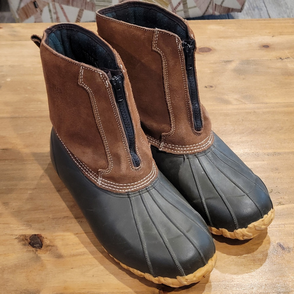 RedHead Mens Size 12 Duck Boots 200g Thinsulate Front Zip Leather Waterproof